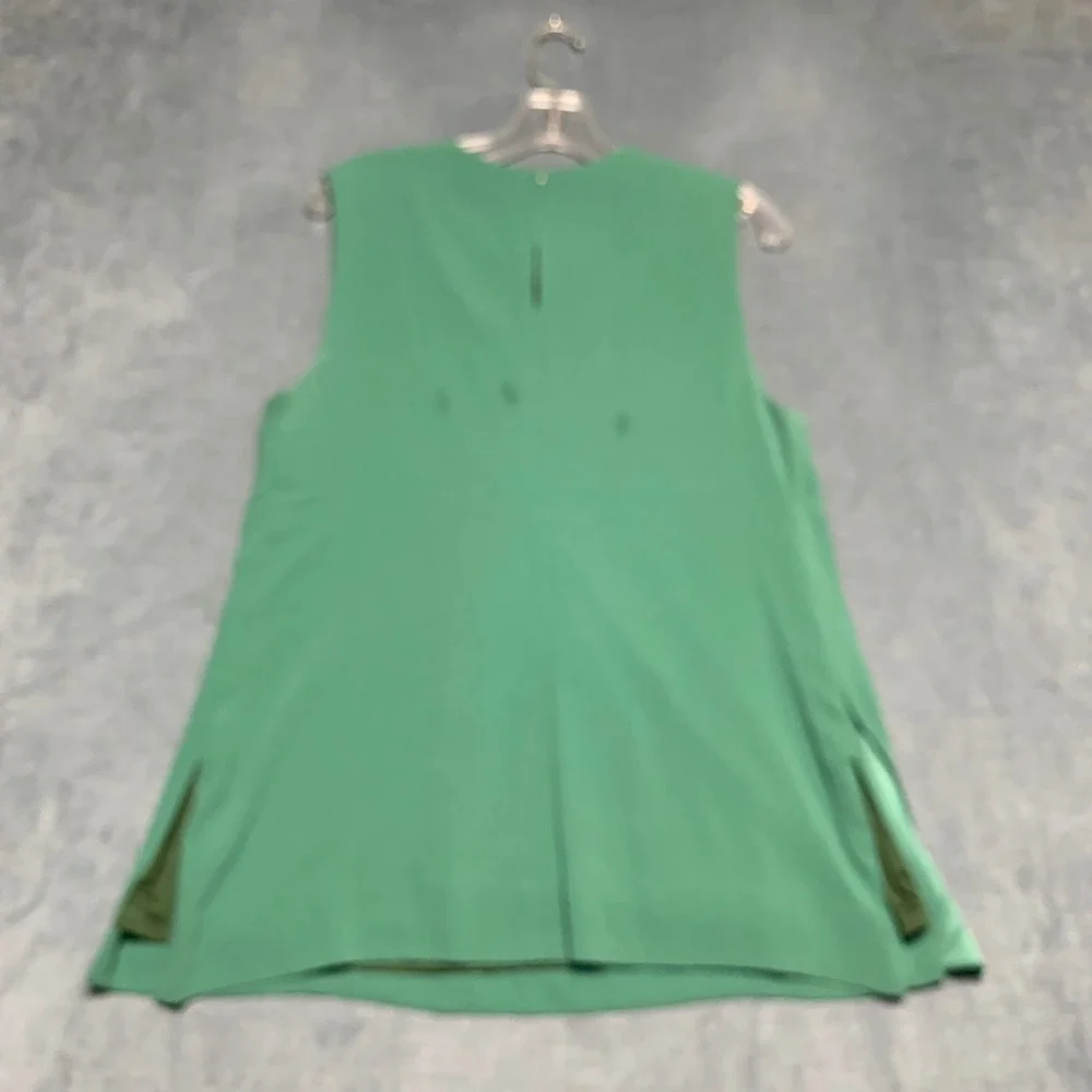 M.M.Lafleur Blouse Top Womens XL Green Lined Sleeveless Preppy Layered Front